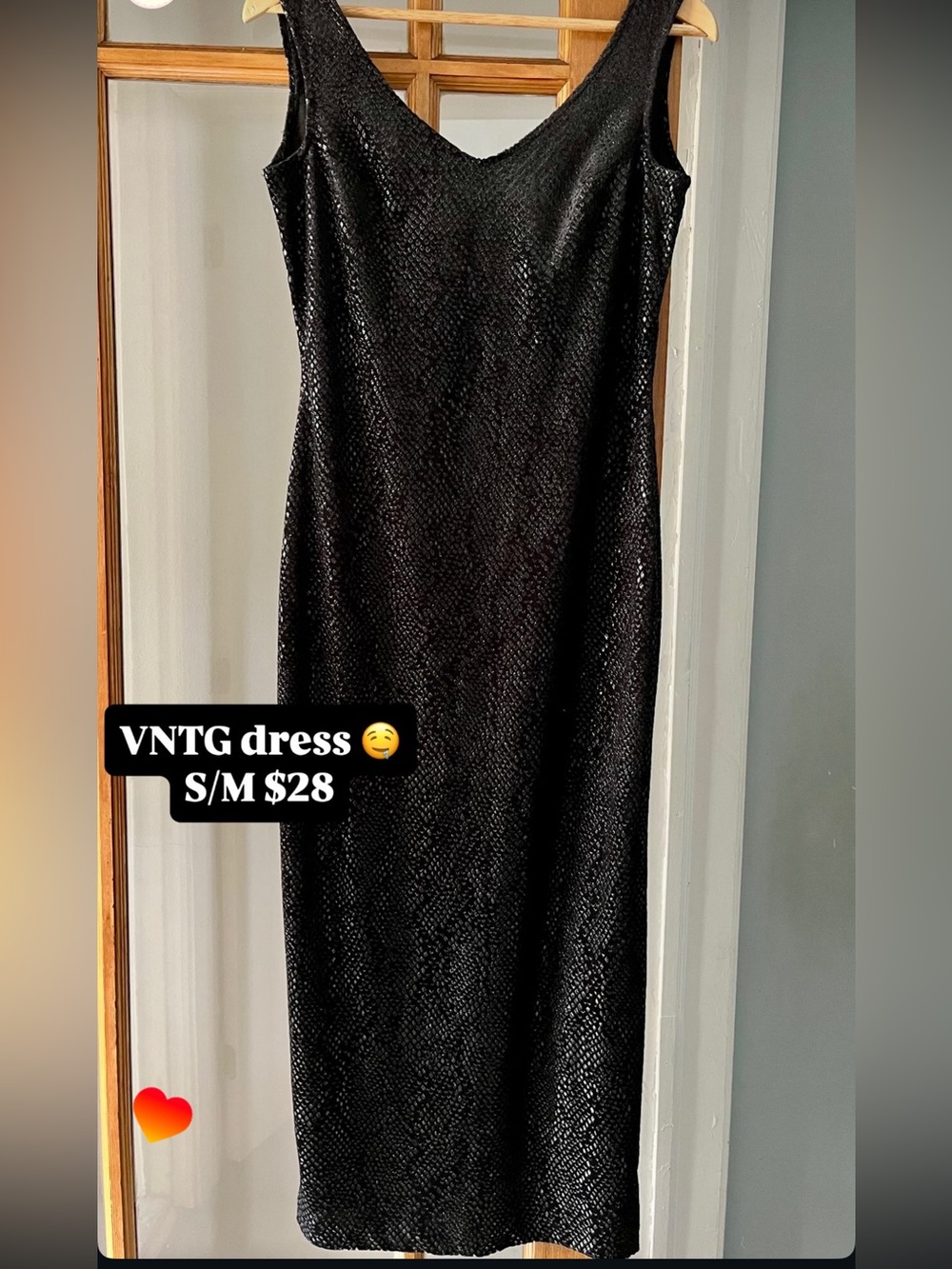 Black Sequin Slip Dress - Vintage Style